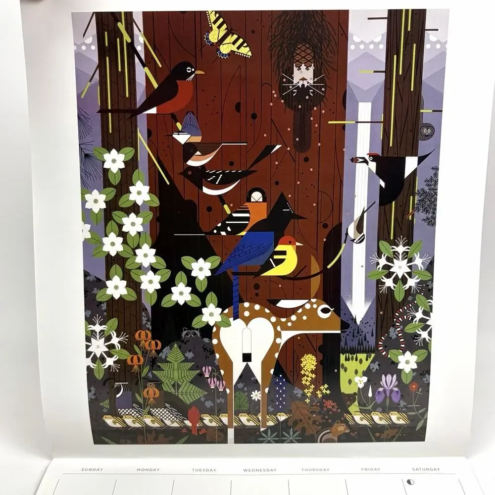 Charley Harper 2025 Wall Calendar Colorful Abstract Botanical Animal Art Prints